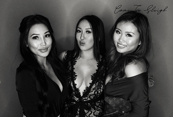 Group of women having fun in a Fun Snaps photo booth at a party in Richmond Hill